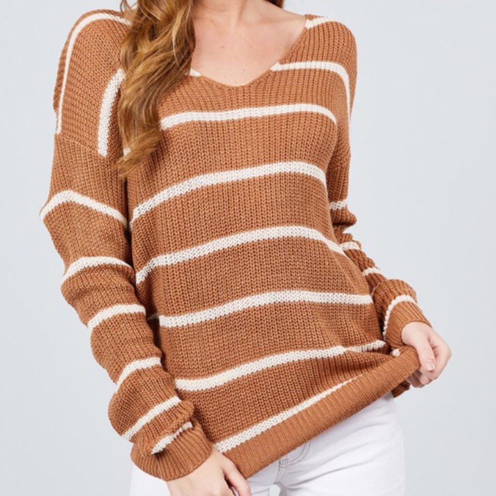 ❗️Last one L❗️Back Knot Stripe Sweater - Picture 3 of 4